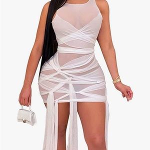 White sheer wrap dress